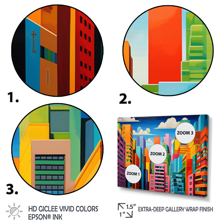 Ebern Designs Pop Art Miami Cityscape III Framed On Canvas Print